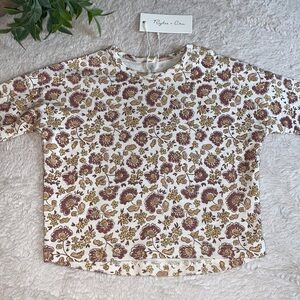 NWT Rylee + Cru Cream & Purple Floral Top 0-3M